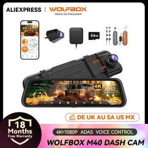 Dash Cam 4K+1080P With Voice Control Front and Rear